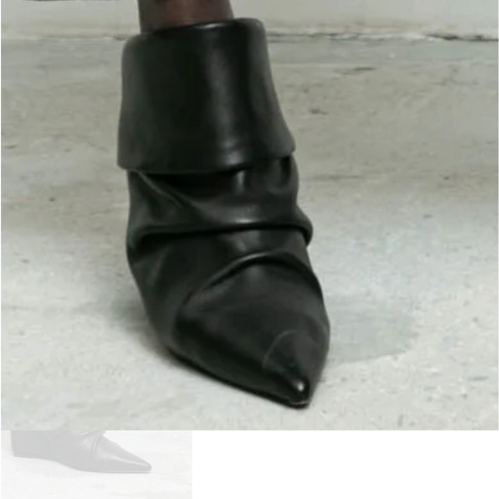 TRENDY 2024 BLACK WEDGE GENUINE LEATHER ITALIAN MADE KNEE HIGH BOOTS SIZE 6.5-7